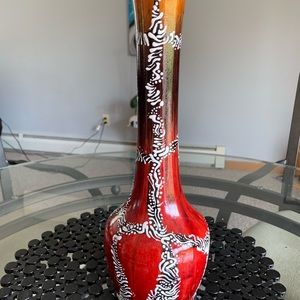 Hand painted one of a kind vase. 13 inches tall